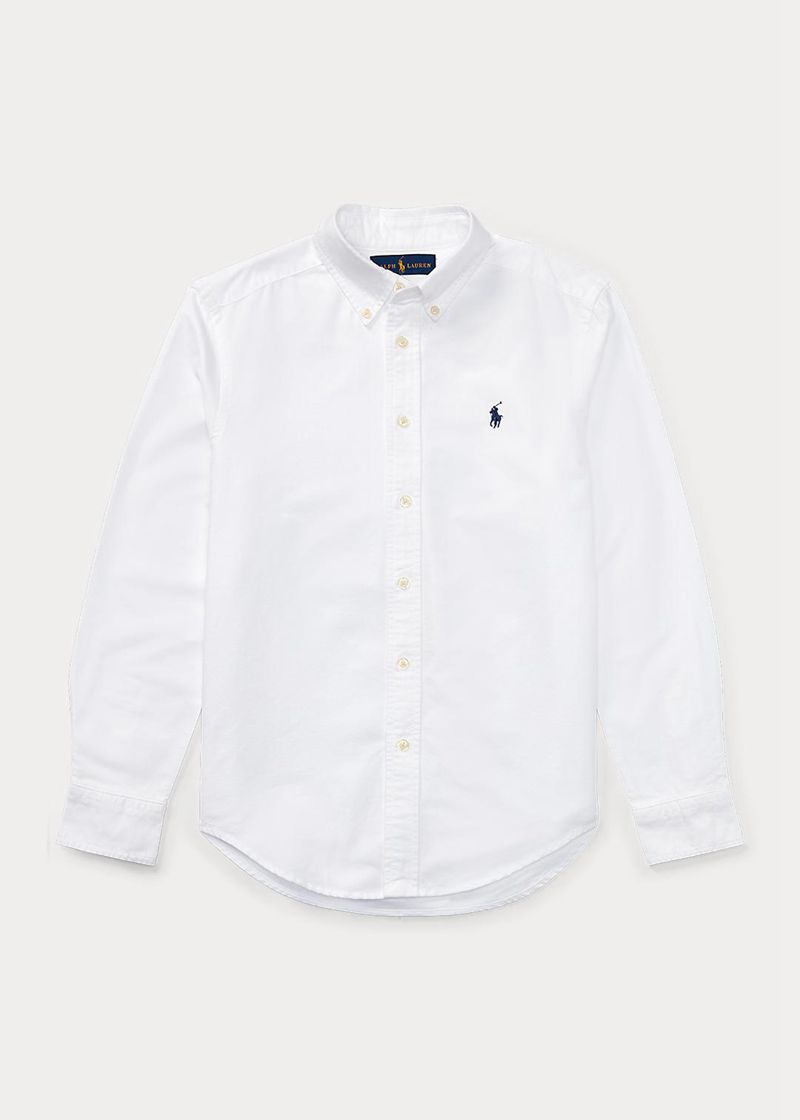 Koszula Ralph Lauren Chłopięce Białe 6-14 Lata Wąskie Fit Cotton Oxford 274081-FRU